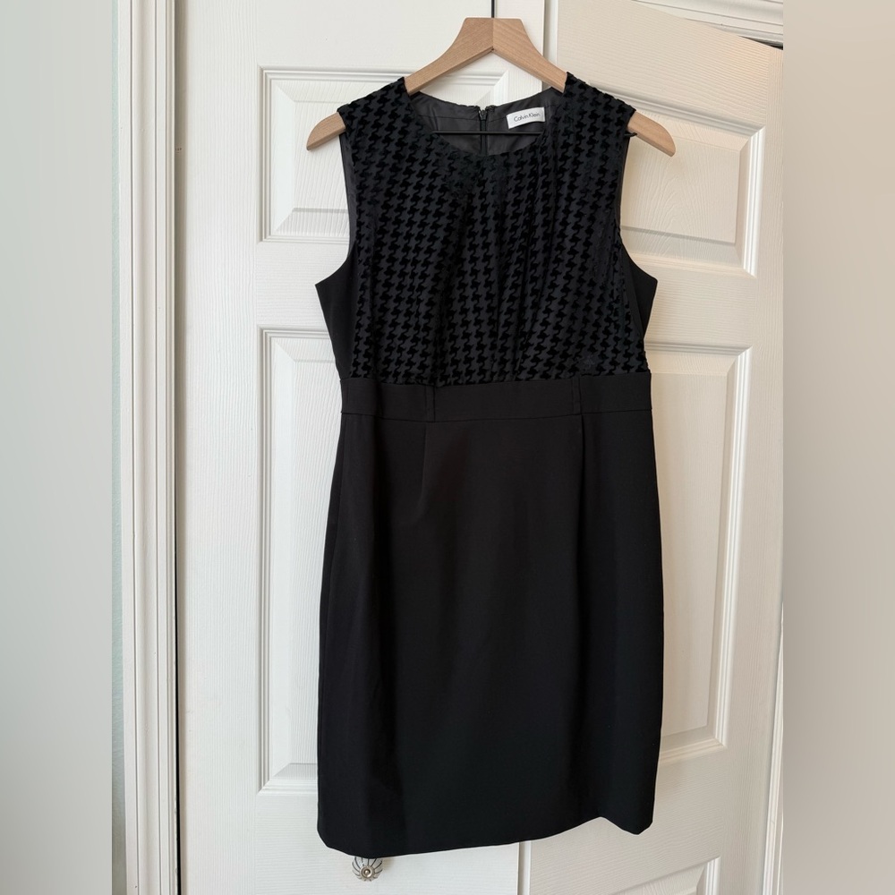 Calvin Klein black dress with gingham print on top